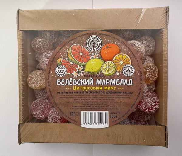 №1 Мармелад белевский на фруктозе 800г "Цитрусовый микс"    в Саратове